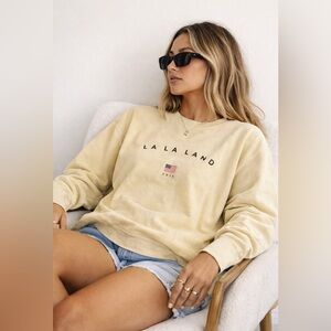 La La Land Soft Yellow Crewneck Sweatshirt